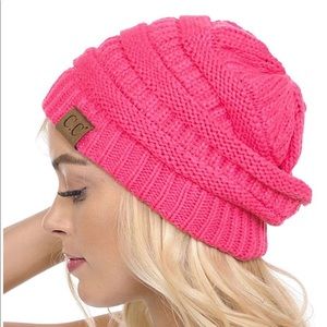 New Candy Pink winter beanie warm knit C.C